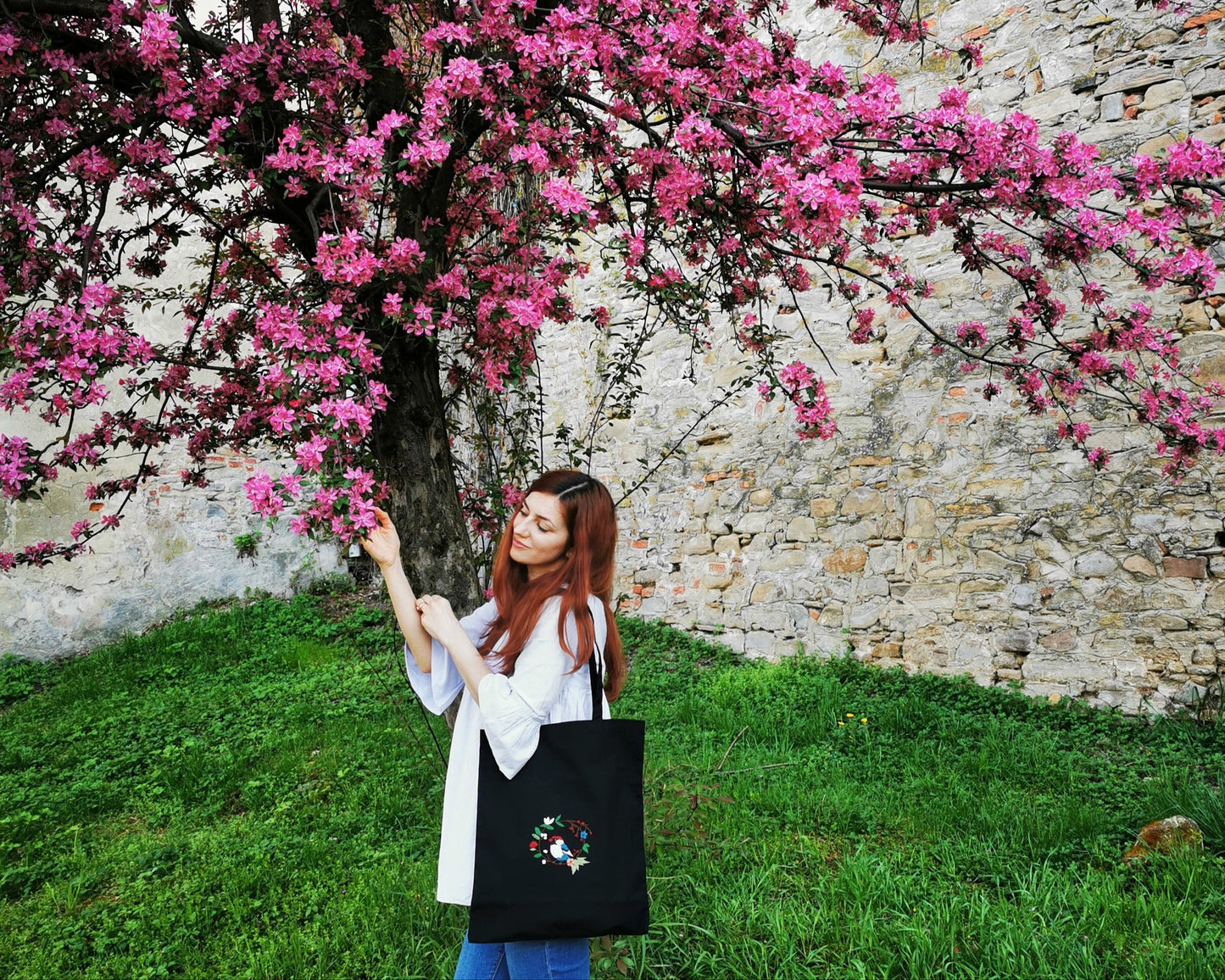 Tote bag Spring Bird