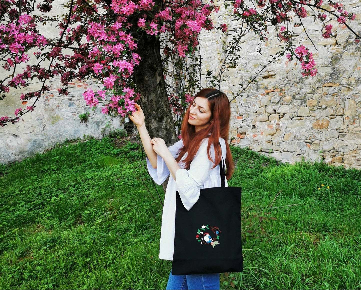 Tote bag Spring Bird